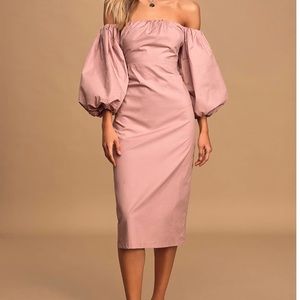 Lulus blush colored midi dress.